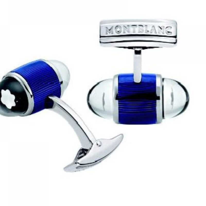GEMELLI MONTBLANC CUFF LINK UW COOL BLUE PP W BLUE LACQUER